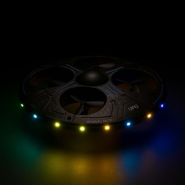 Black UFO Mini Drone for Kids 360° Stunts LED Remote Control Toy
