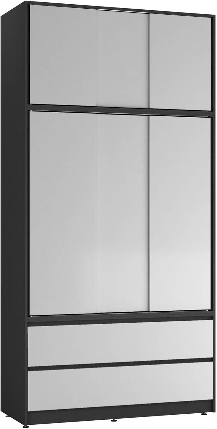 White Sliding Door Wardrobe 6 Doors 4 Drawers 240cm Modern Bedroom Closet