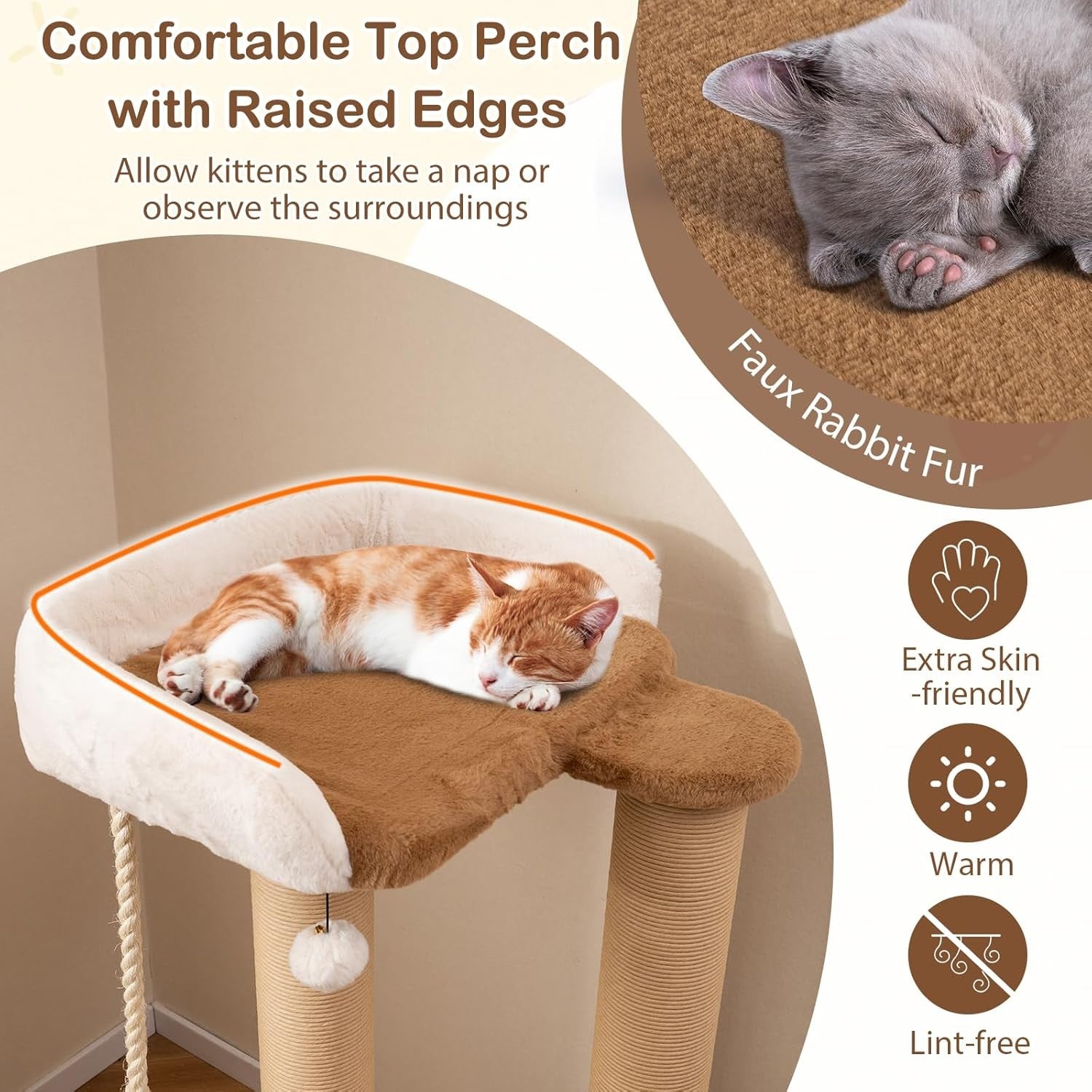Cat Tree 112cm Multi Level Tower Plush Perch Scratching Posts Indoor Cats