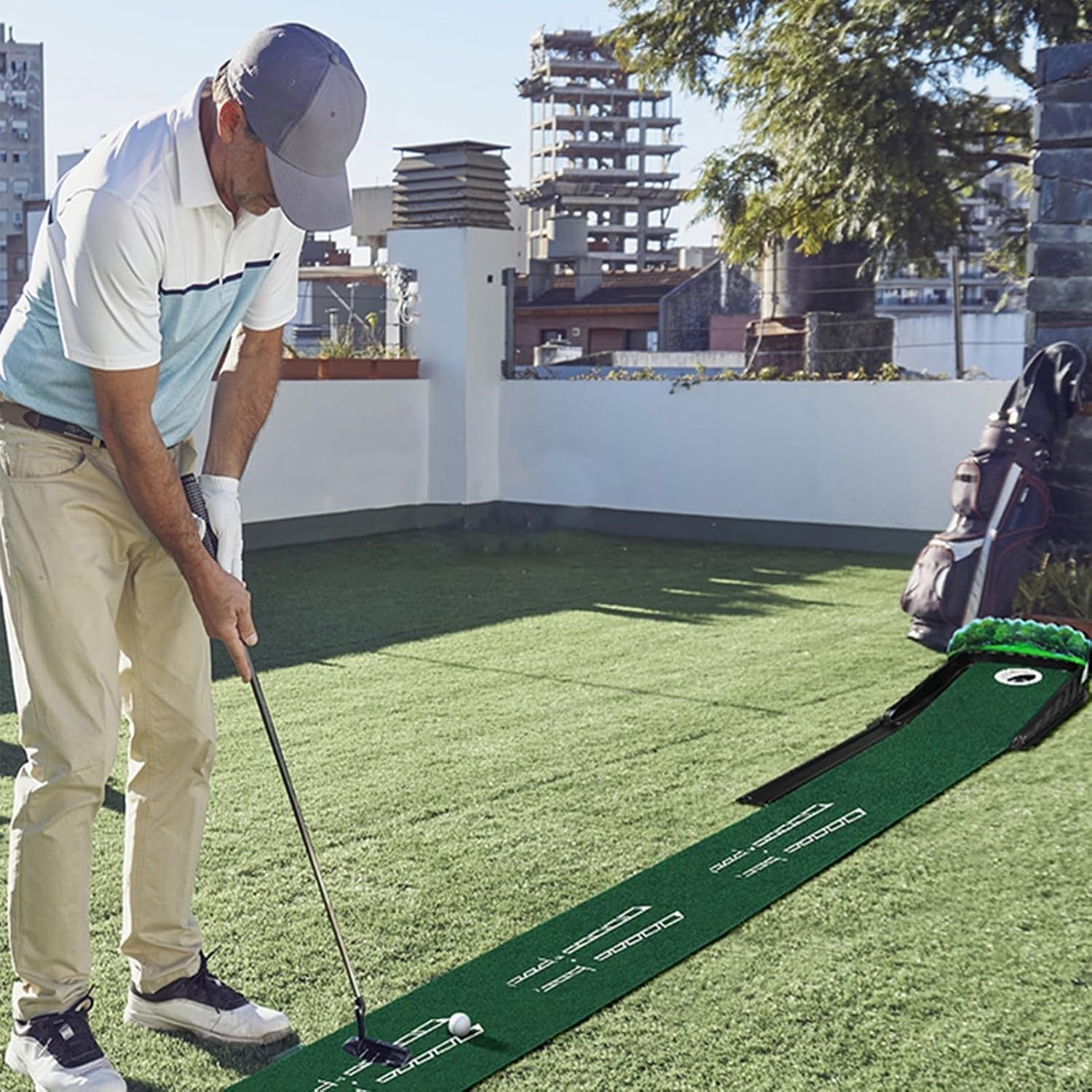 Golf Putting Green Mat Indoor Auto Ball Return Alignment Trainer 10ft