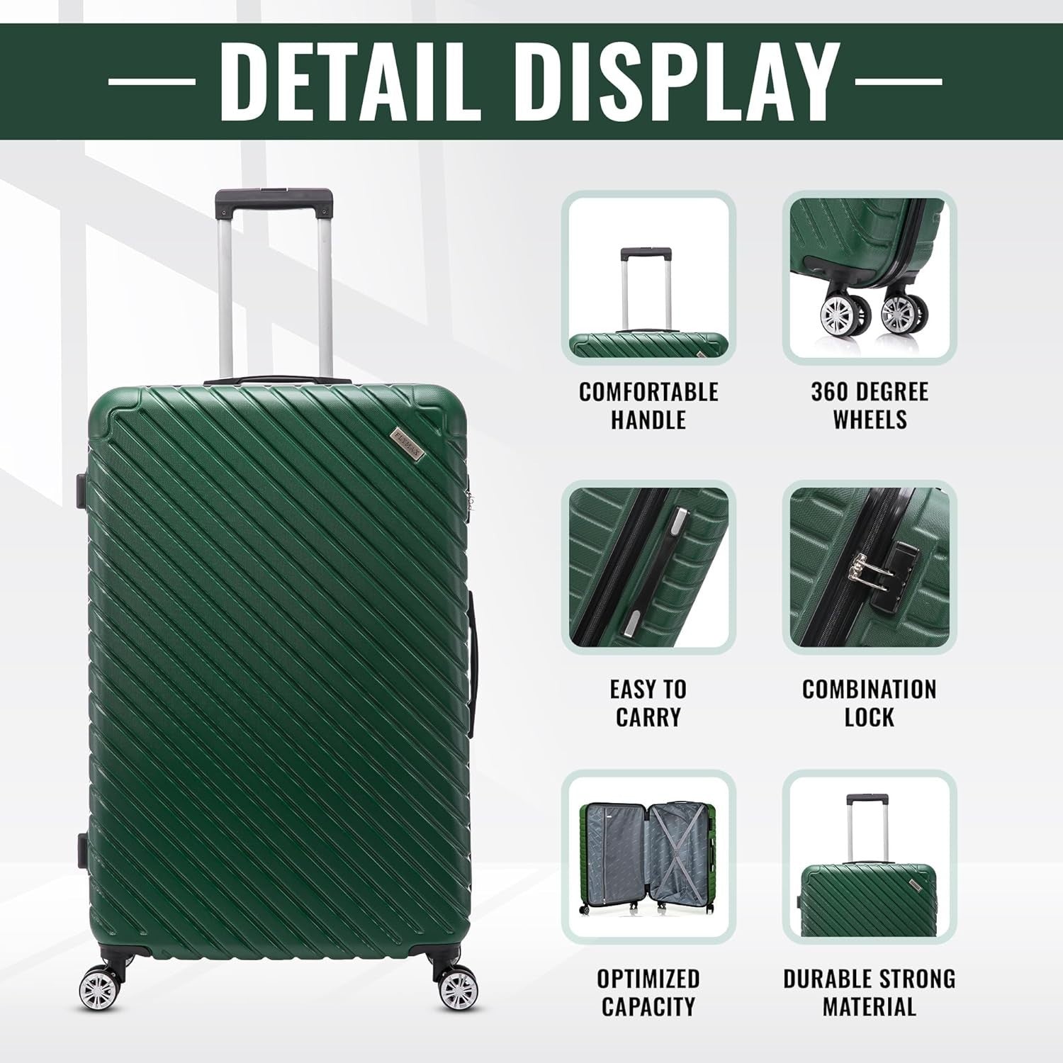 32'' Extra Large Suitcase Hard Shell ABS Lightweight 4 Wheel 125L Lock