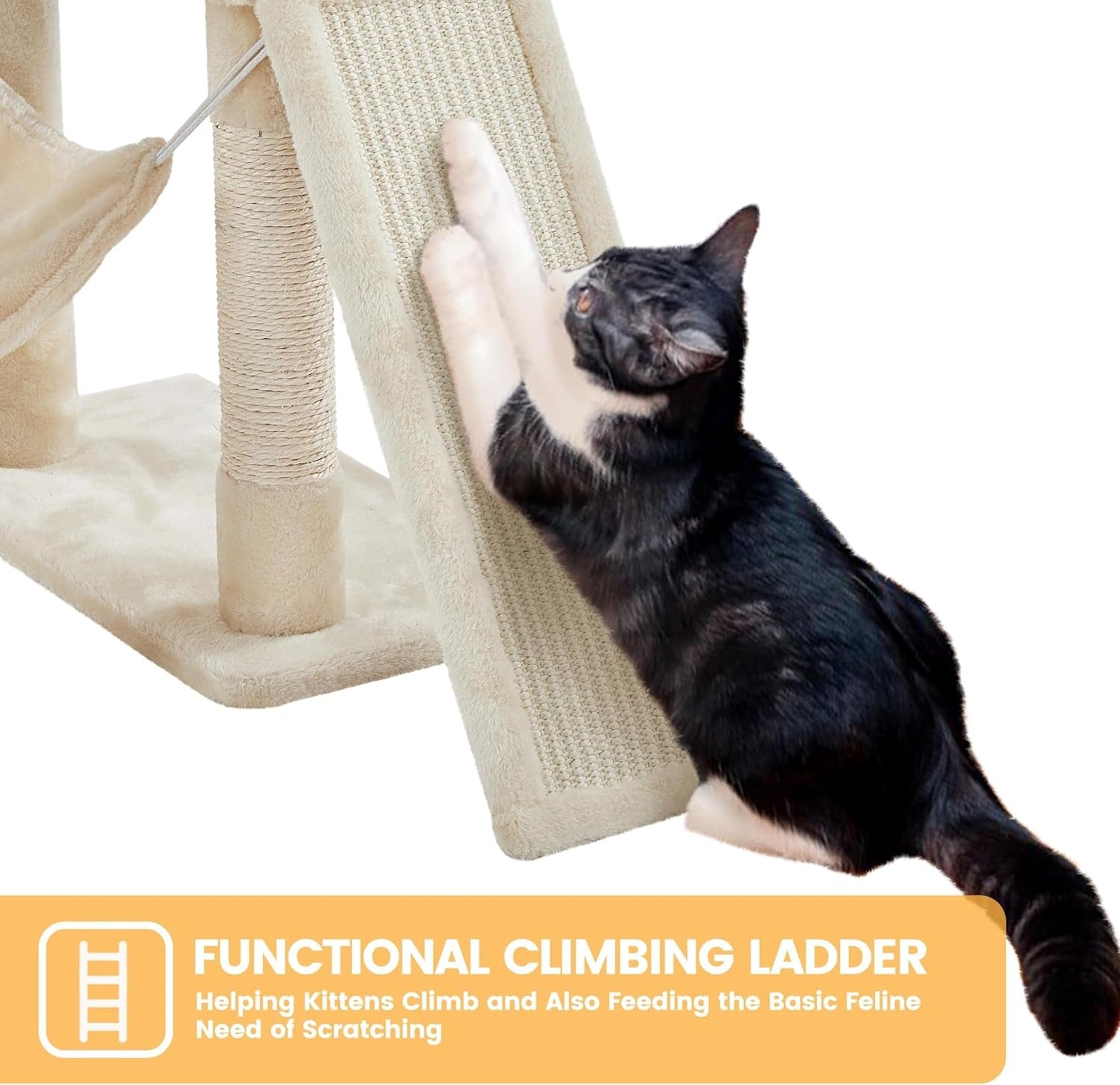 Extra Tall Cat Tree Tower 209cm Level Condos Hammock Ladder Play