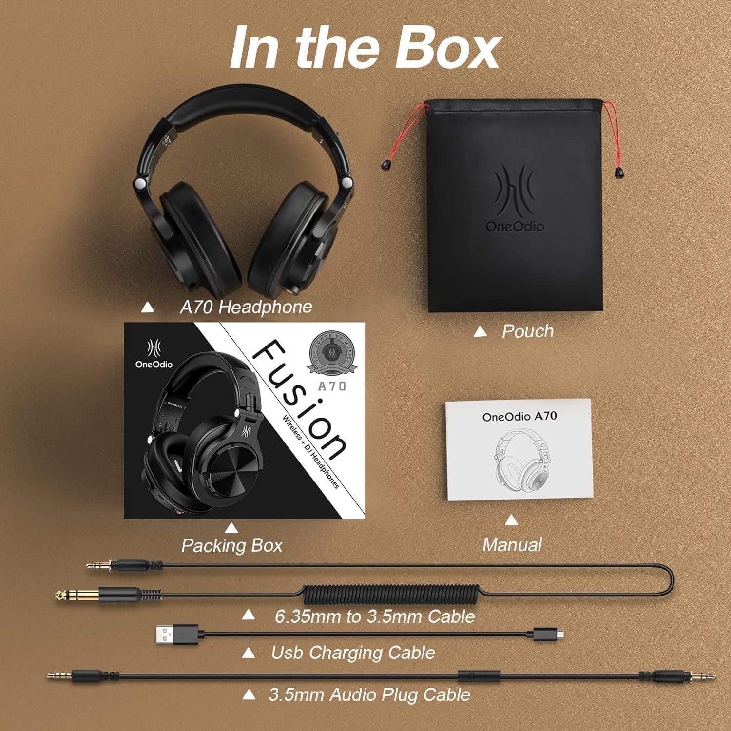 OneOdio A70 Bluetooth 5.2 Over Ear Headphones 72H Playtime DJ Studio Sound