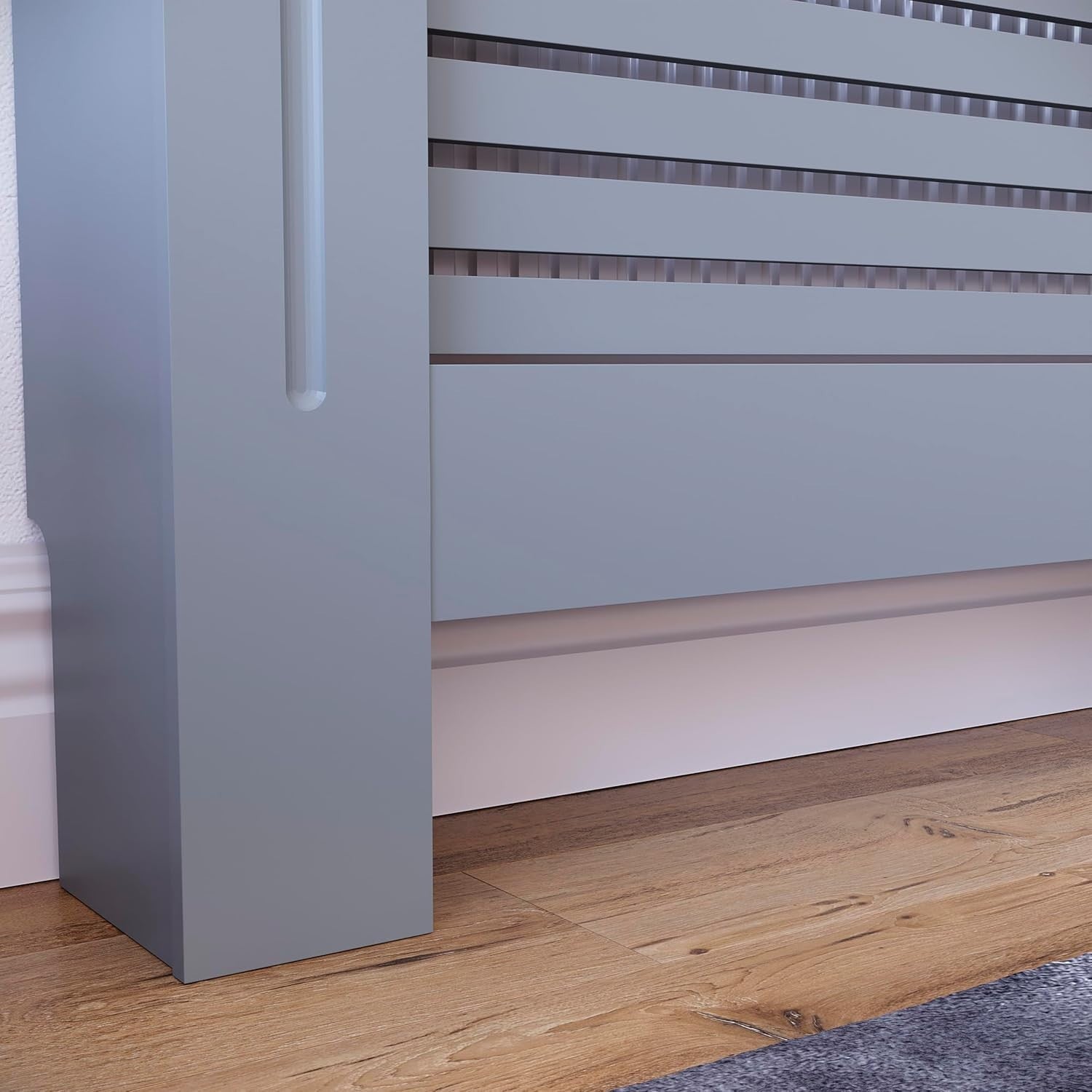 Extra Large Grey Radiator Cover 162x80x16cm Modern MDF Slatted Heating Cabinet