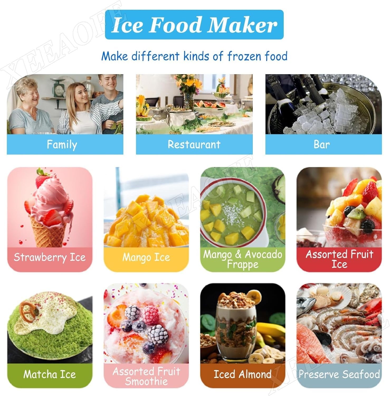Electric Ice Crusher Machine 350W Stainless Steel Shaved Ice Dual Blade