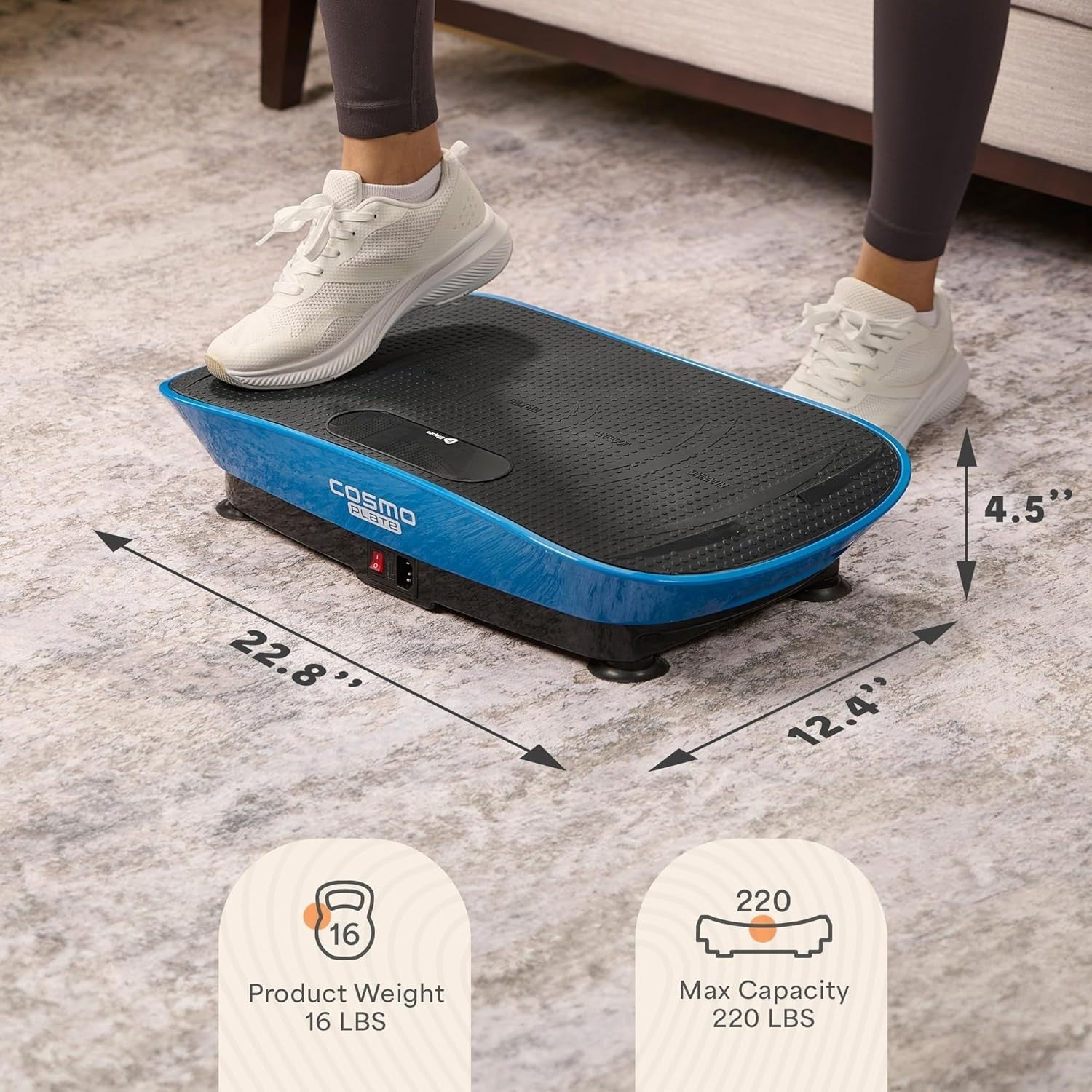 Blue Auto Start Vibration Plate Exercise Machine Lymphatic Drainage