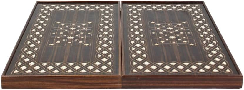 20 Inch Wooden Carved Backgammon Set Luxury Folding Strategy Board Game