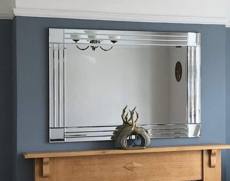 Silver Bevelled Wall Mirror 70x100cm – Modern Venetian for Living Rooms