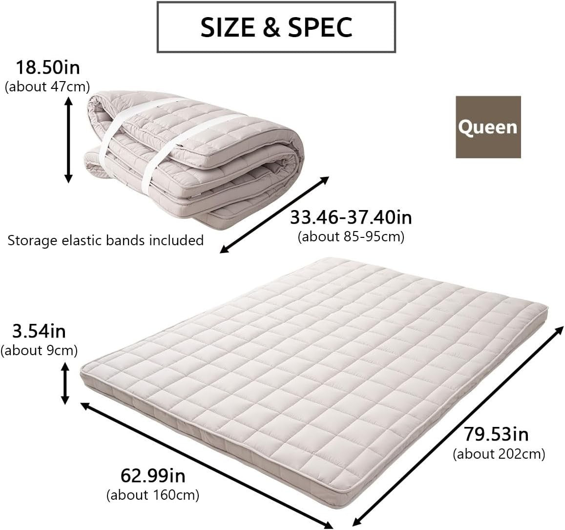 King Size Japanese Futon Mattress Foldable Floor Mattress Tatami Guest Bed