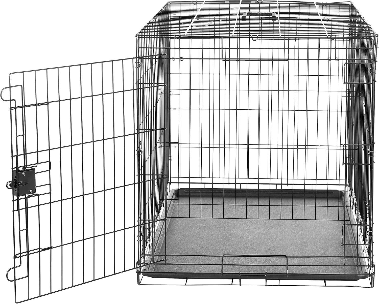 Extra Large Foldable Double Door Metal Dog Crate Cage 107cm with Tray