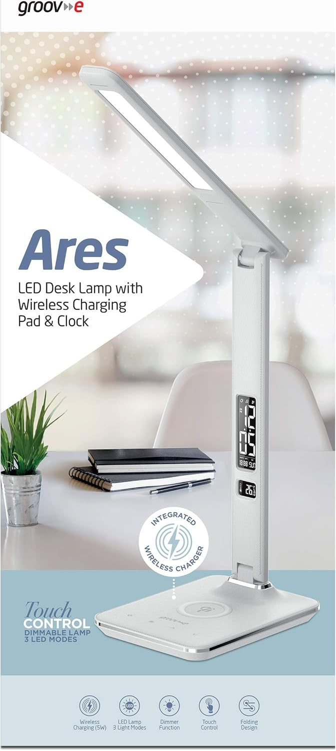 LED Desk Lamp Touch Control Wireless Charger Alarm Clock Foldable Light