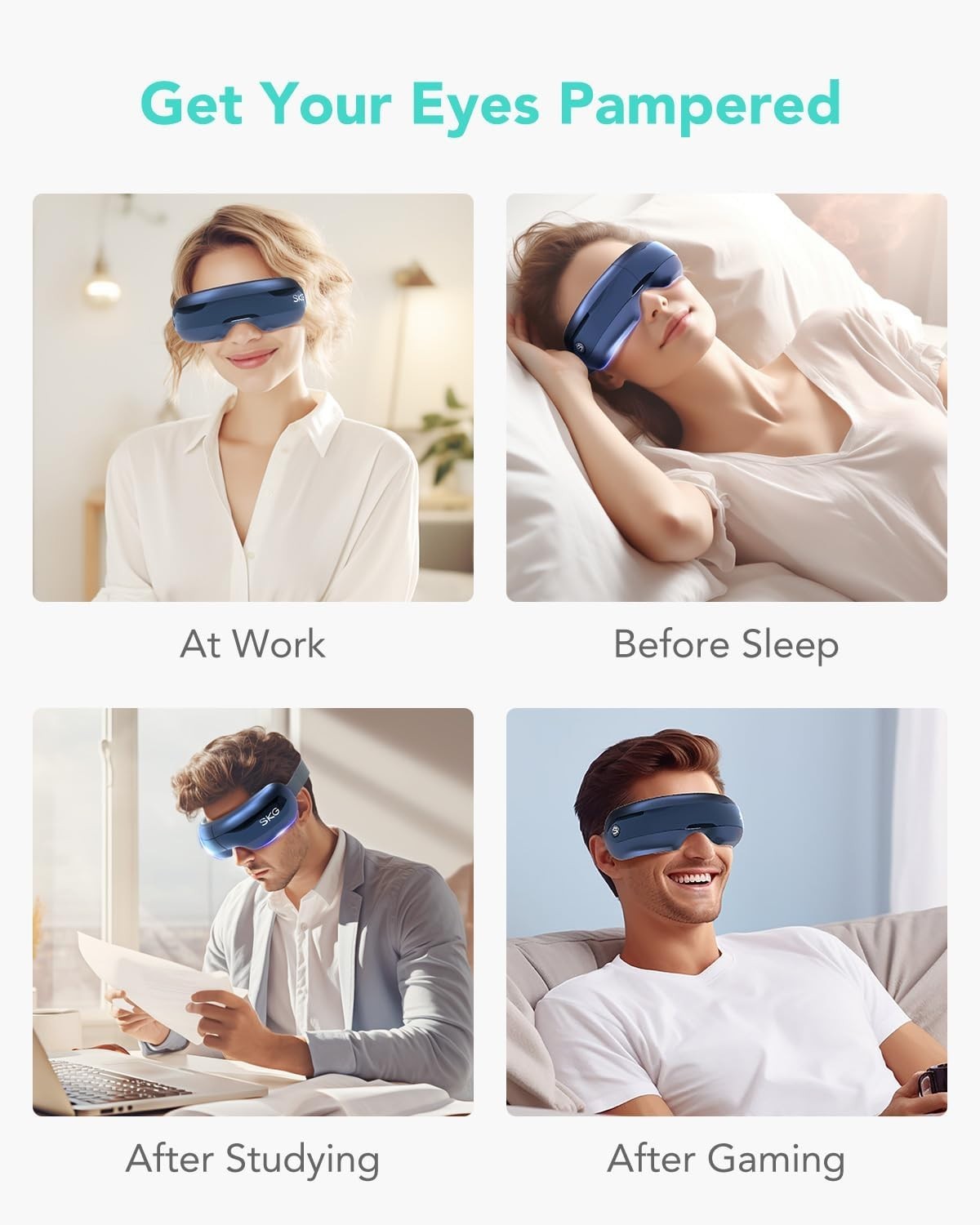 Heated Eye Massager Vision Window Bluetooth Music Stress Relief