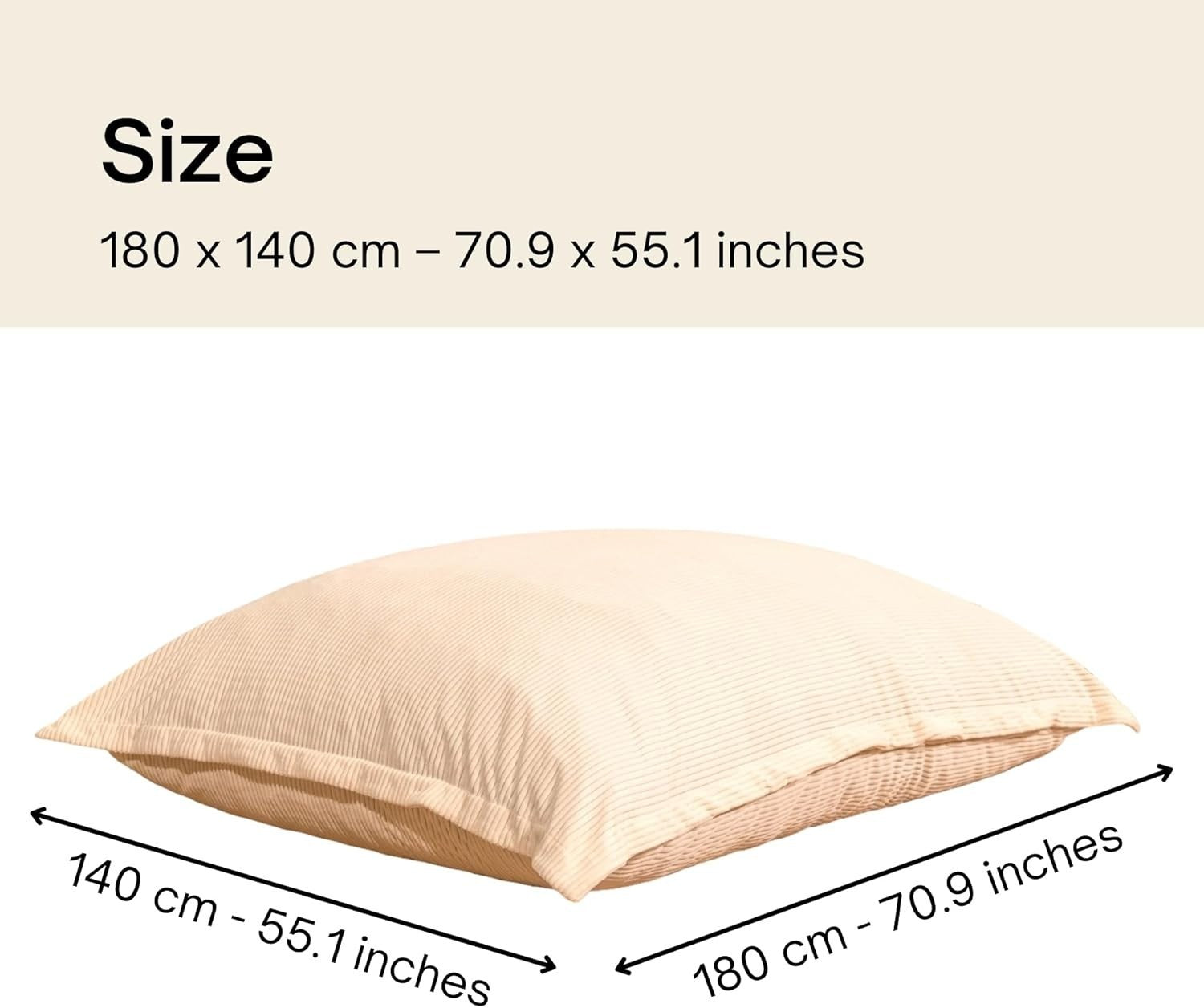 XXL Foam Bean Bag Off-white Sofa for Adults & Kids Corduroy Floor Seat 180x140cm