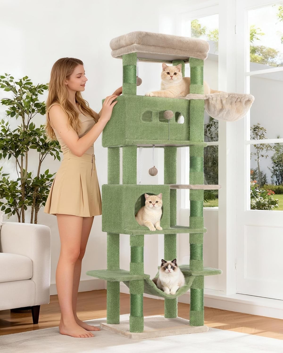170cm Tall Cat Tree Tower Multi-Level Scratching Posts Condos Large Cats