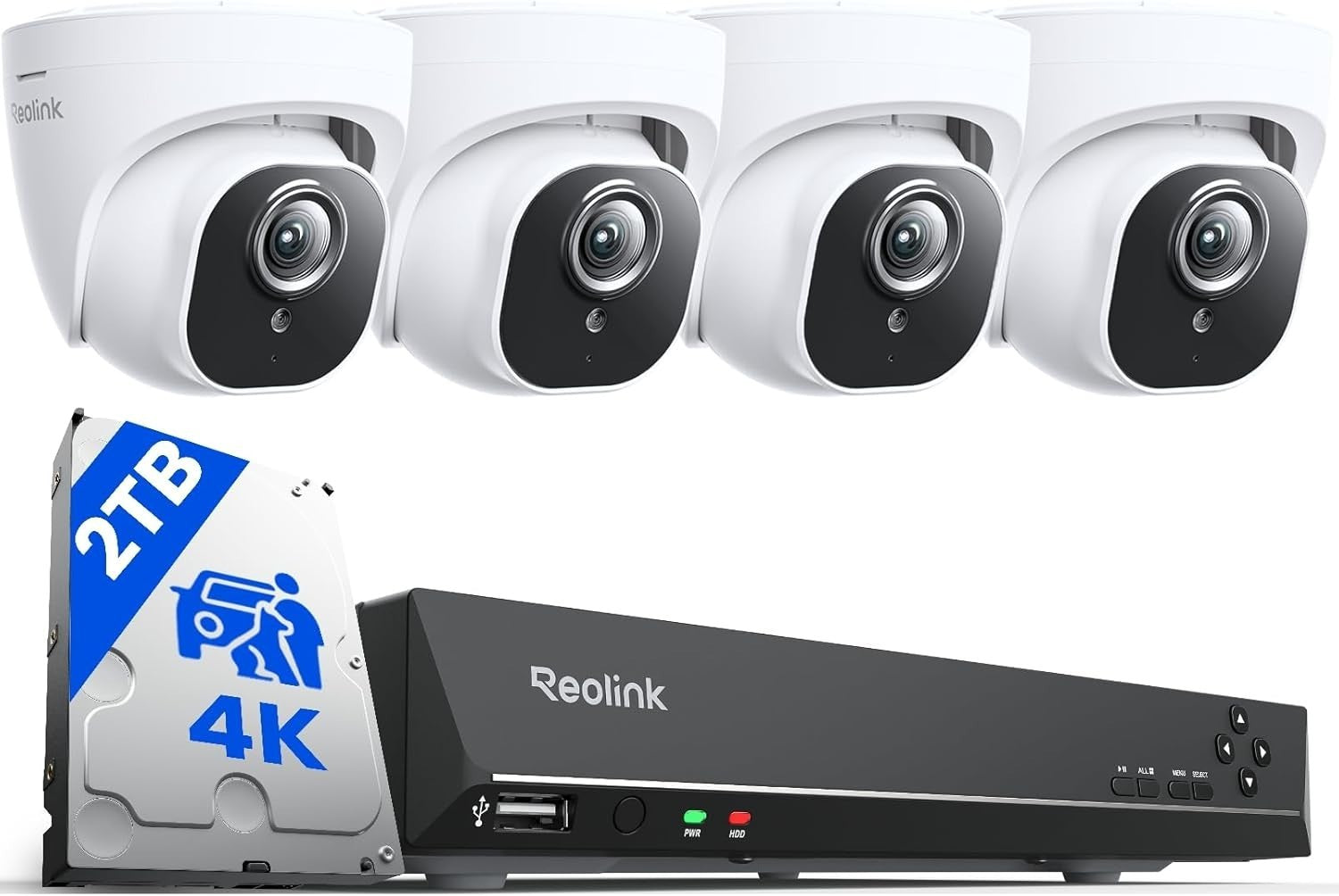 4K PoE CCTV Security System 8CH NVR 2TB HDD 4 Camera AI Detect