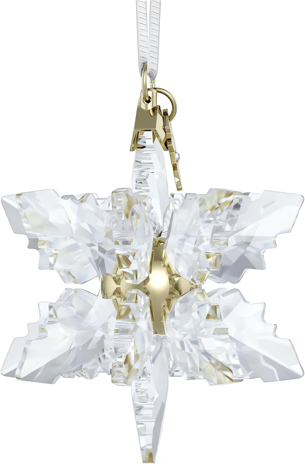 3D Crystal Snowflake Ornament 2024 Champagne Gold Hanging Festive Decor