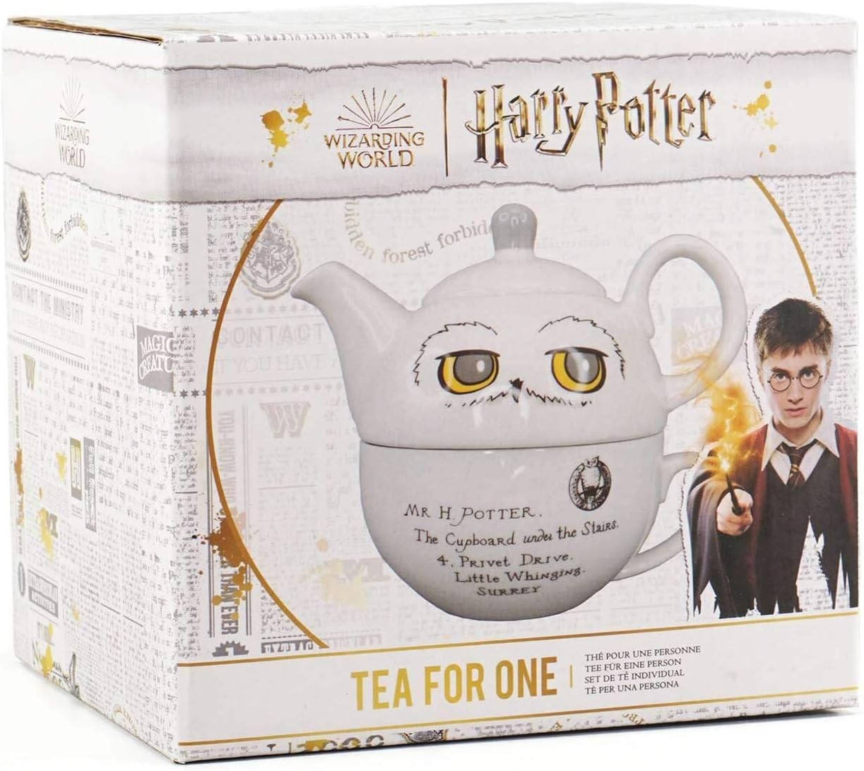 Tea for One Teapot & Cup Set Owl Design Stoneware Tea Service Gift