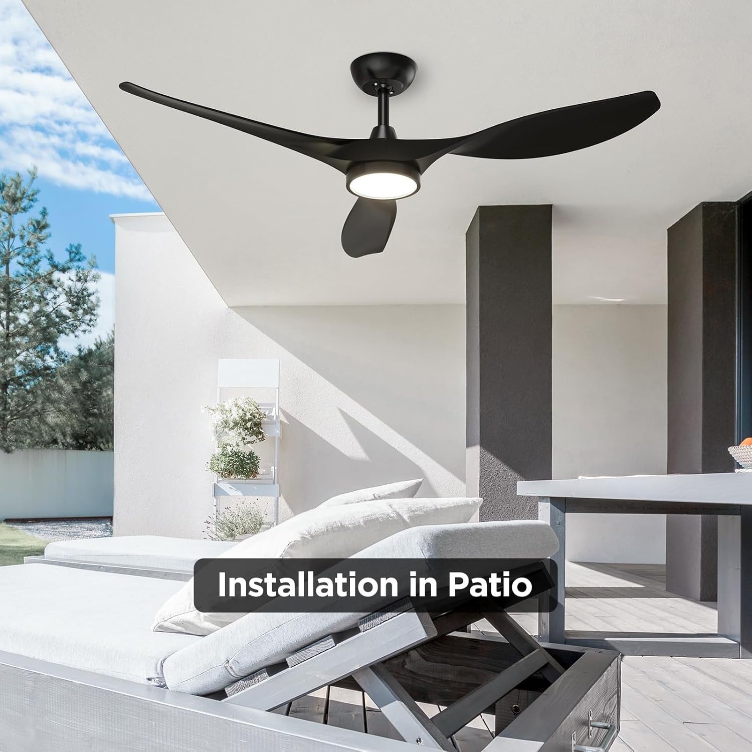 Roomratv 52" Ceiling Fan with Light, 6-Speed DC Motor, Dimmable, Black
