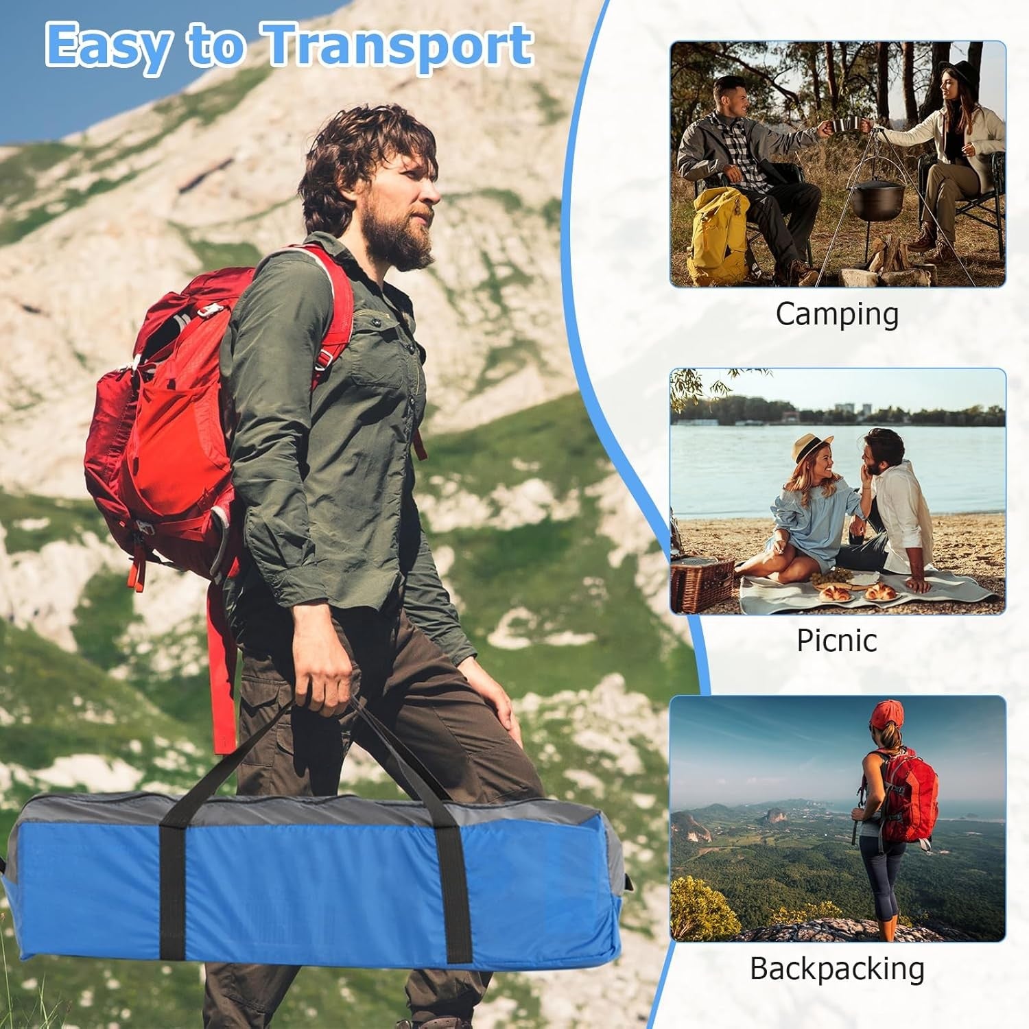 2-3 Person Waterproof Camping Tent Windproof Dome w/ Rainfly
