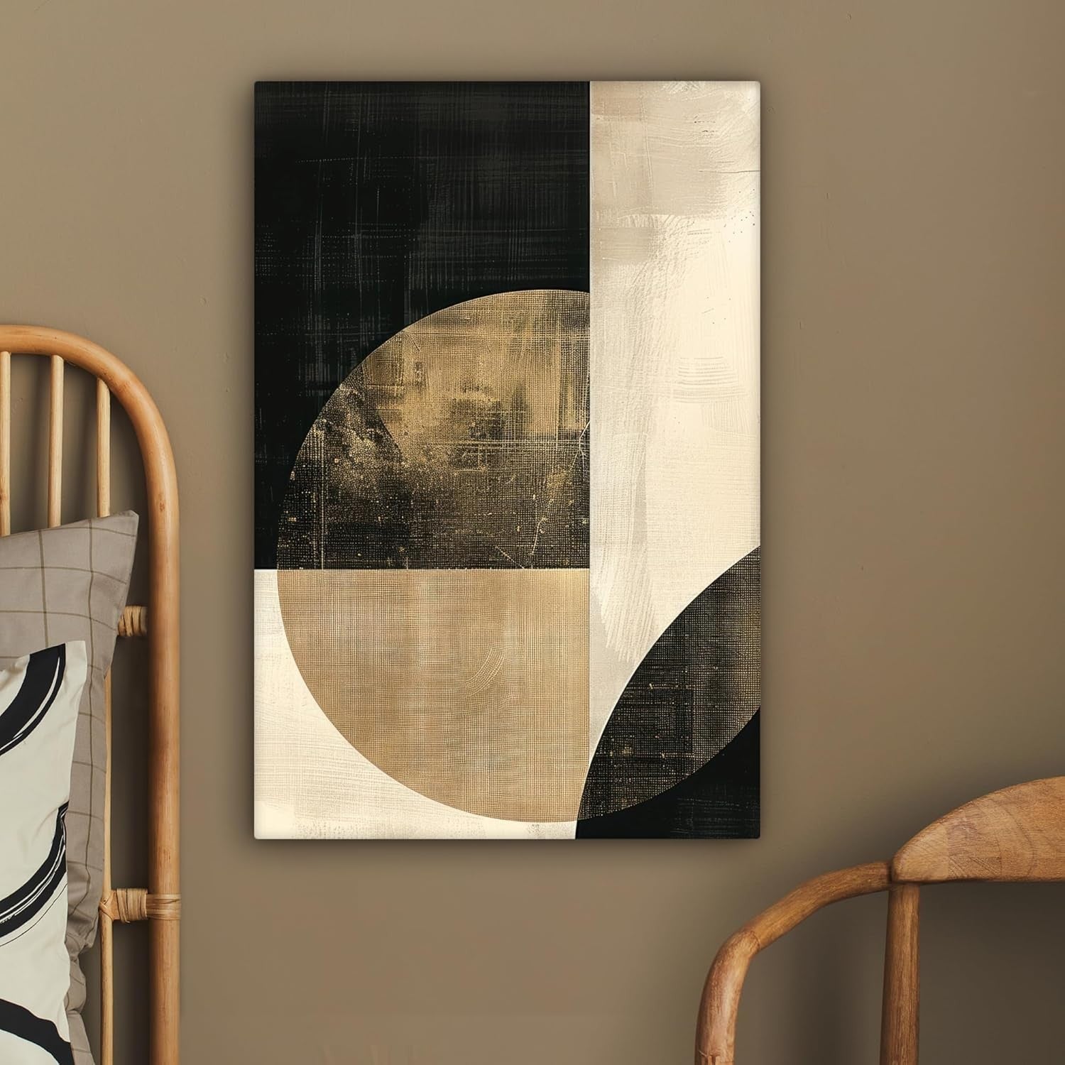 Abstract Geometric Canvas Wall Art 40x60cm Black Gold Modern Print