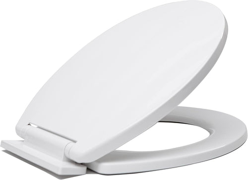 Soft Close Oval Toilet Seat White Adjustable Hinges Standard O-Shape 42x35.5cm
