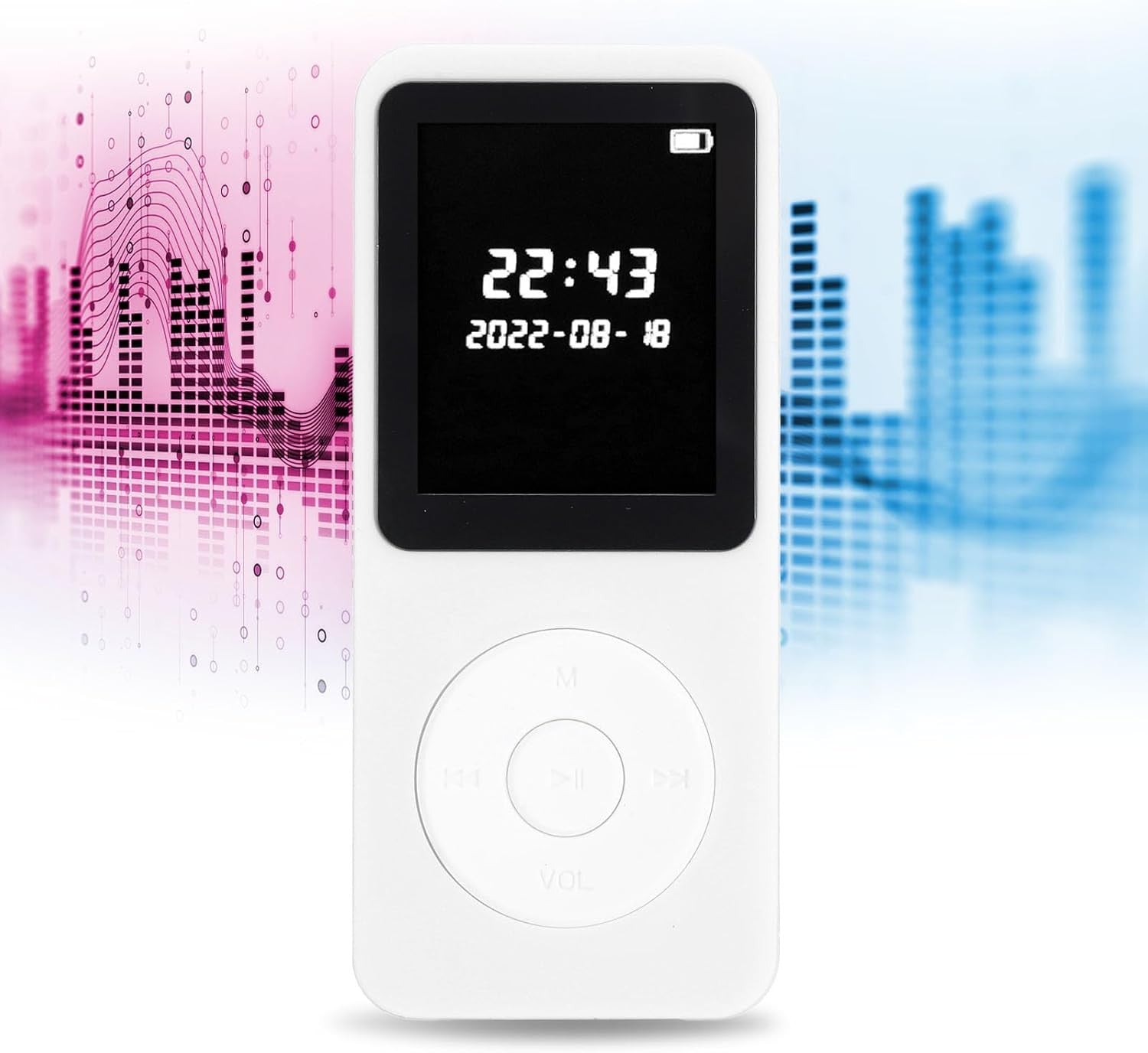 Bluetooth 5.0 MP3 Player 1.77" LCD Screen FM Speaker 16GB White