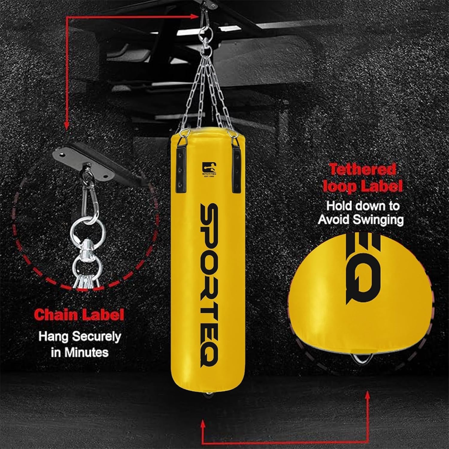 Heavy Filled Punching Bag 4FT Boxing Kickboxing MMA Training Yellow