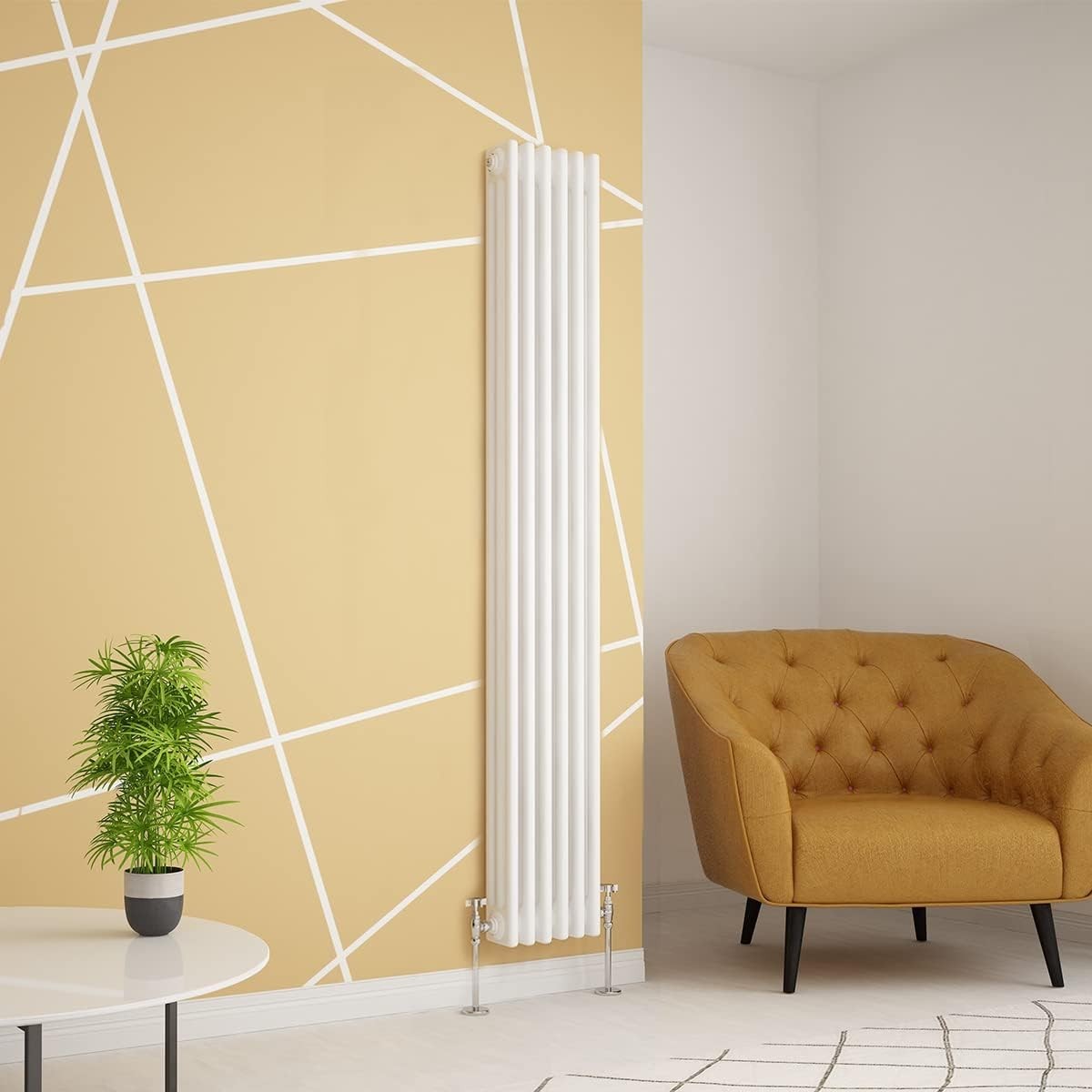 Vertical Triple Column Radiator White Cast Iron Style 1800x290mm