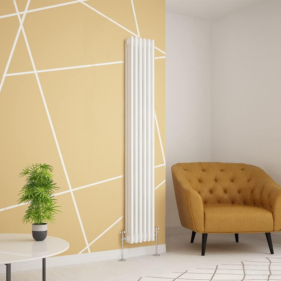 Vertical Triple Column Radiator White Cast Iron Style 1800x290mm