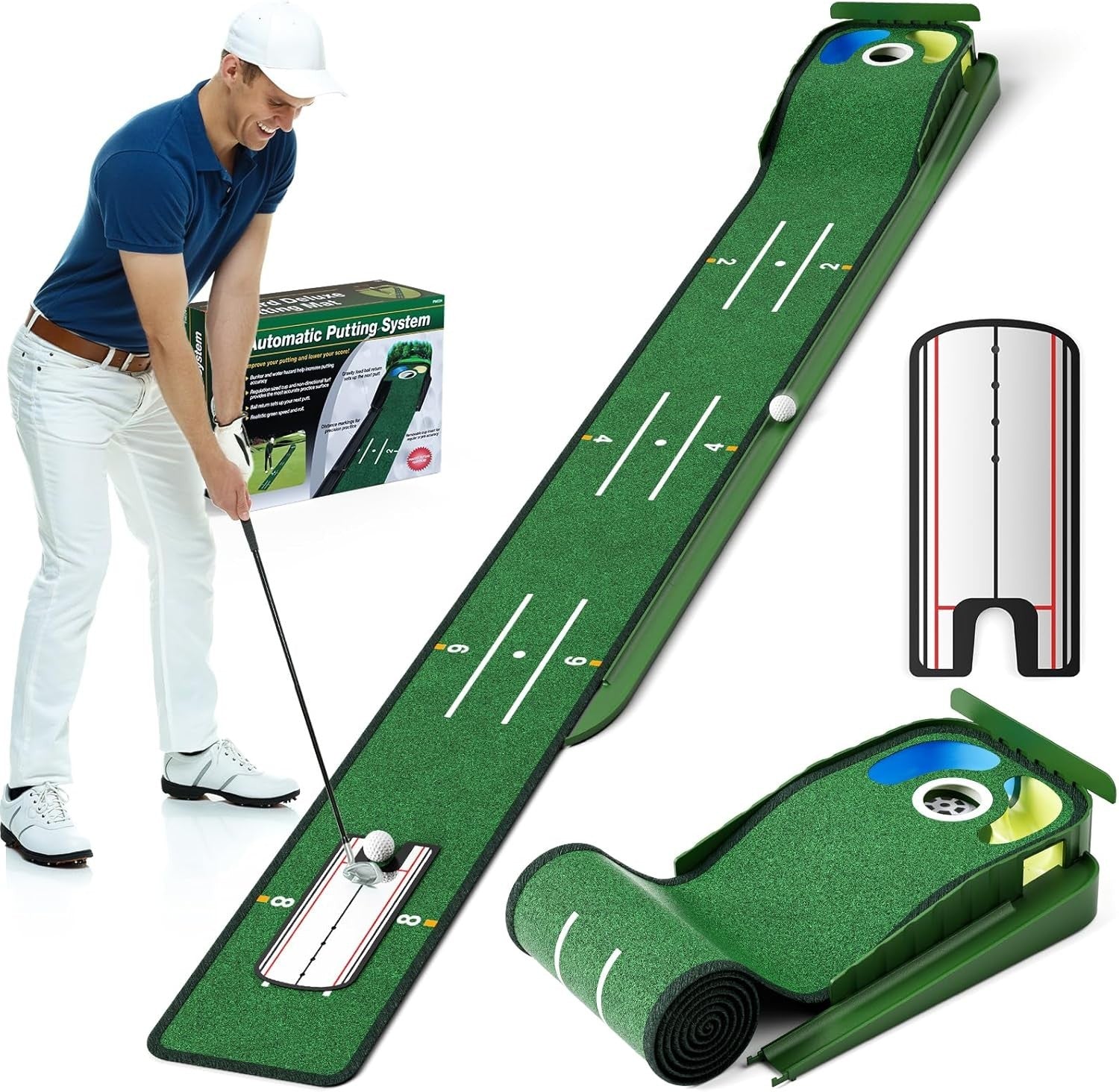 Golf Putting Green Mat Auto Ball Return Training Aid Home Office Practice