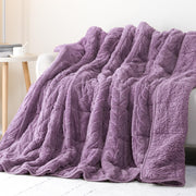 Weighted Blanket 15lb Jacquard Sherpa Cozy Sleep Aid 60x80 Purple Queen