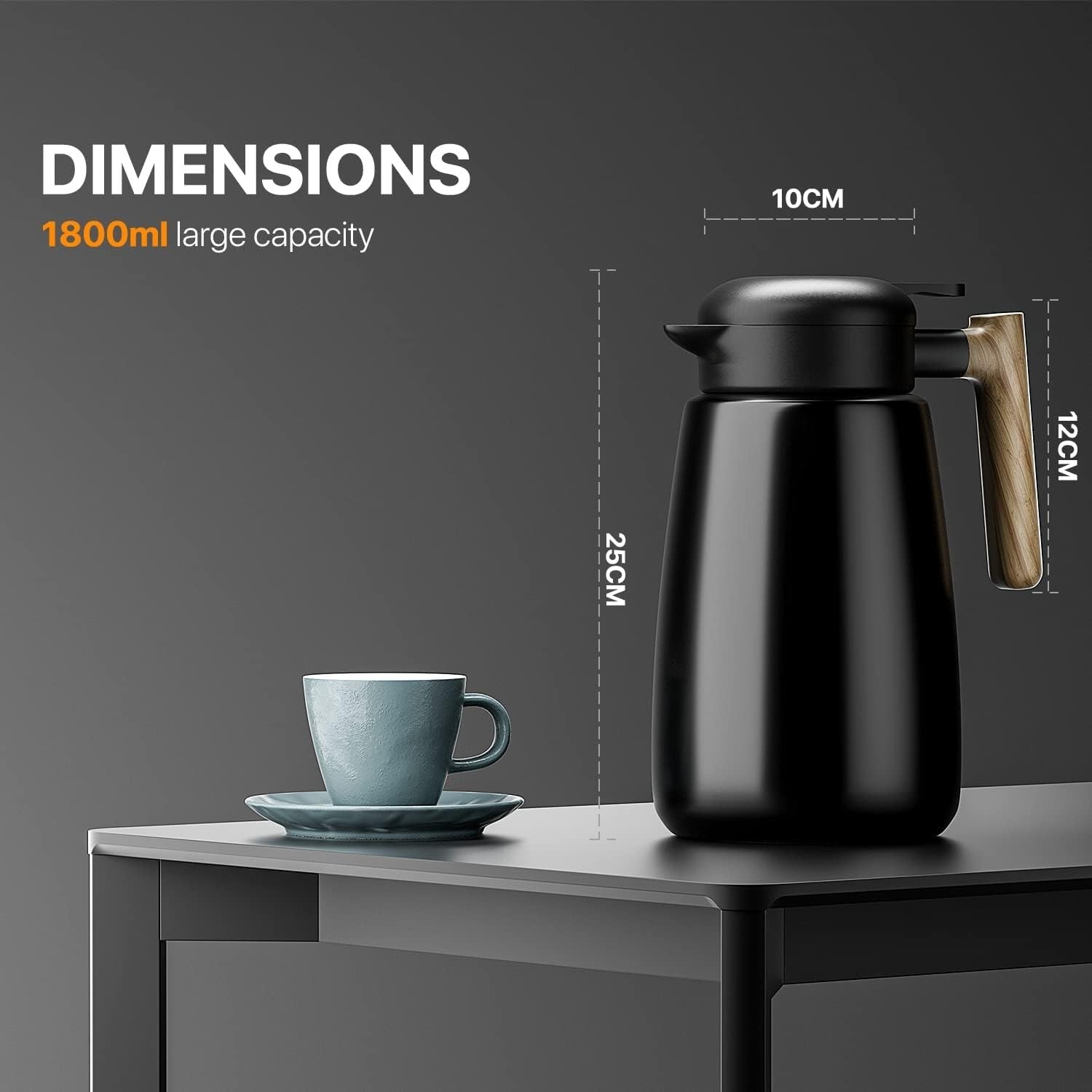 1.8L Thermal Coffee Carafe Vacuum Insulated Hot Cold Drink Dispenser
