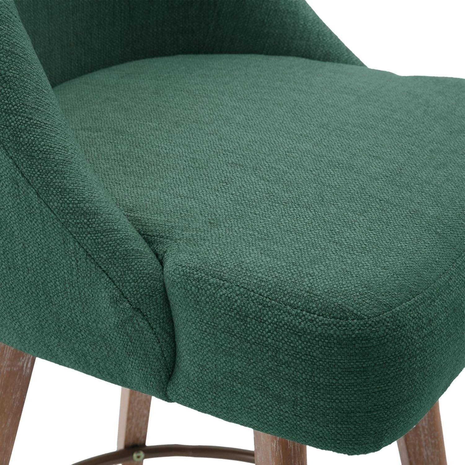 2PCS Linen Green Swivel Bar Stools 65cm Seat Height L-Shaped Wood Legs