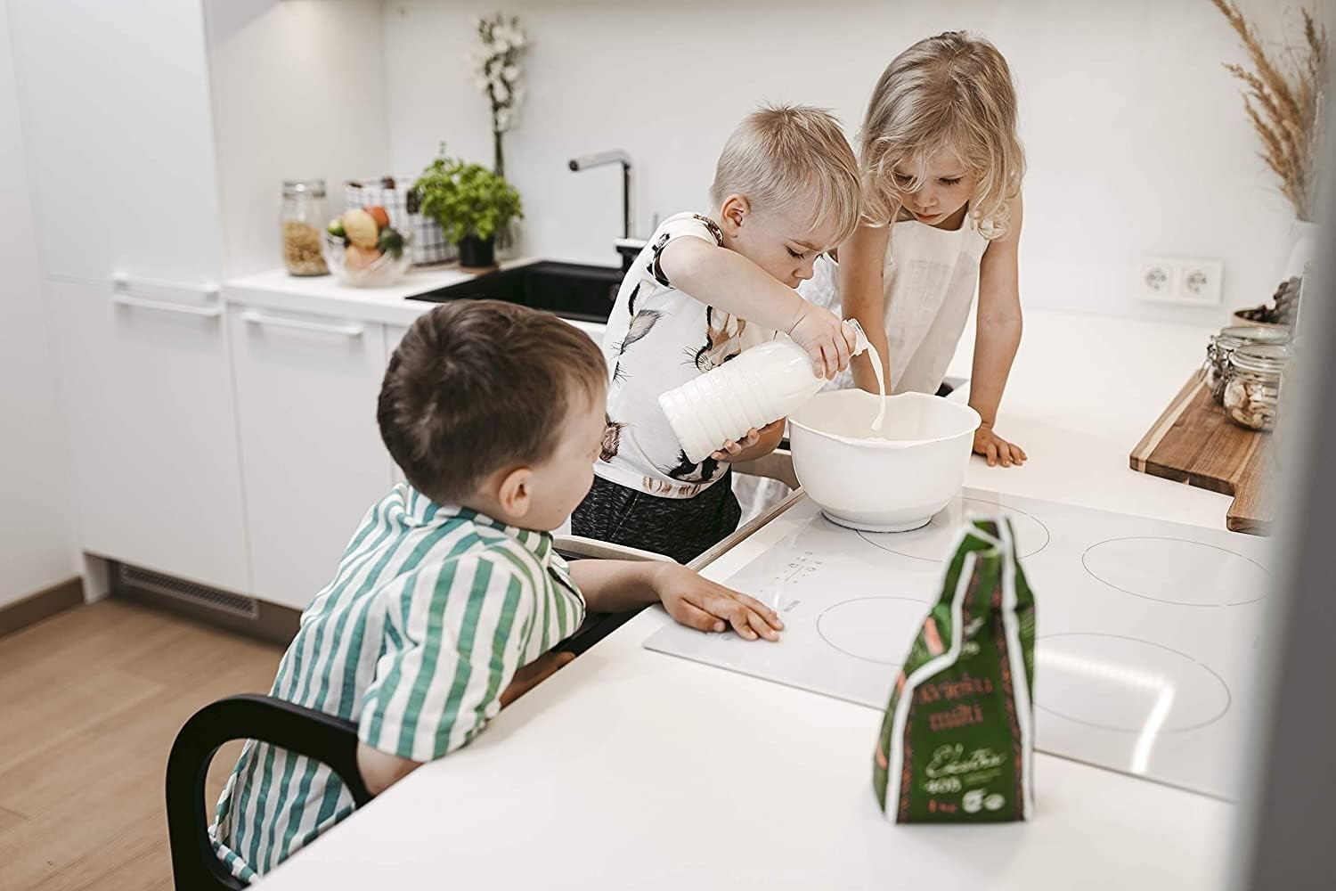 Montessori Kitchen Helper Tower 2-in-1 Table Stool Grey 90cm Birch Wood