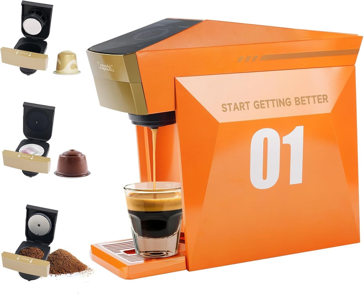 3in1 Espresso Coffee Machine 19Bar Multi-Capsule Maker Fast Extraction Compact