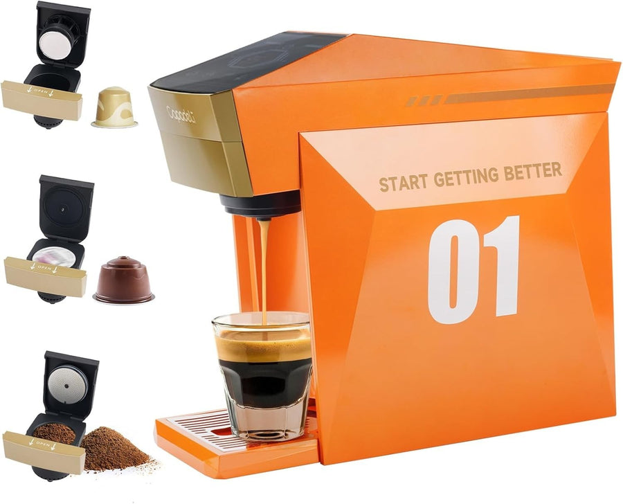 3in1 Espresso Coffee Machine 19Bar Multi-Capsule Maker Fast Extraction Compact