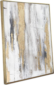Gold & Gray Abstract Canvas Wall Art – Modern Textured 24x32" Framed