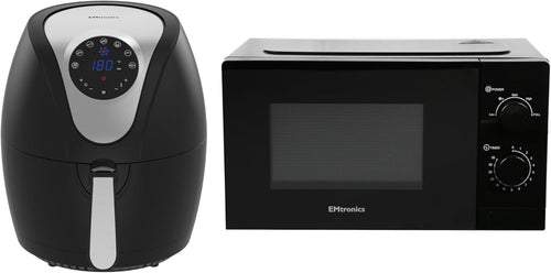 4.5L Air Fryer + 20L 700W Microwave Set 5 Power Levels Defrost Black