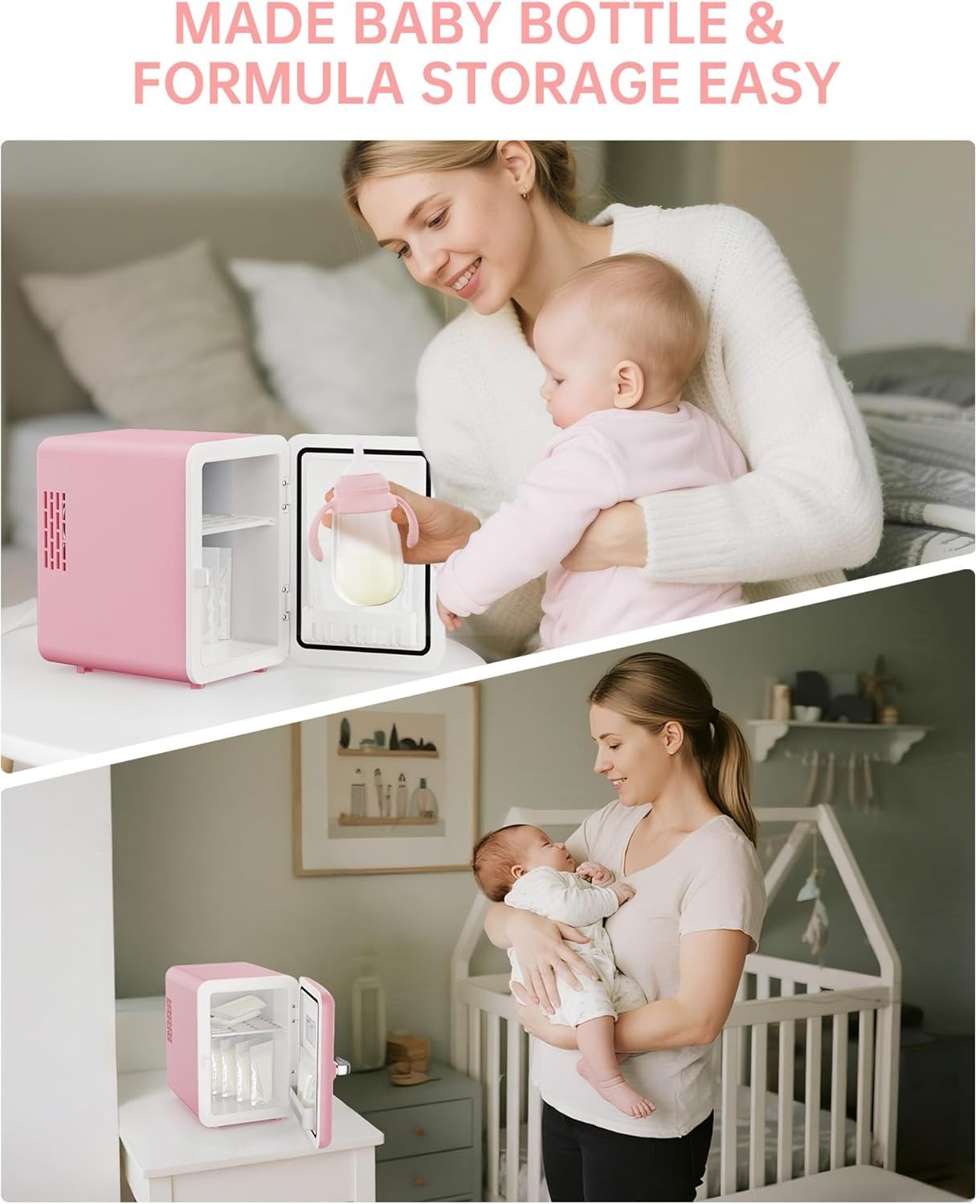 4L Mini Fridge Pink Portable AC/DC Cooler Warmer Bedroom Car Use
