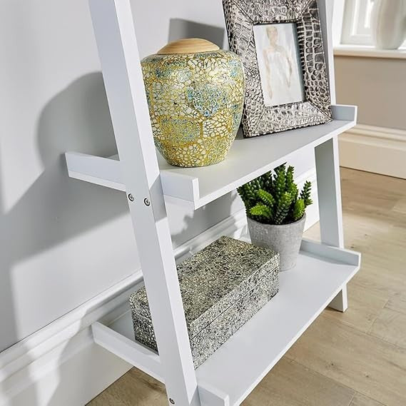 White 5 Tier Ladder Shelf Bookcase Modern Display Unit Storage Rack Home Décor