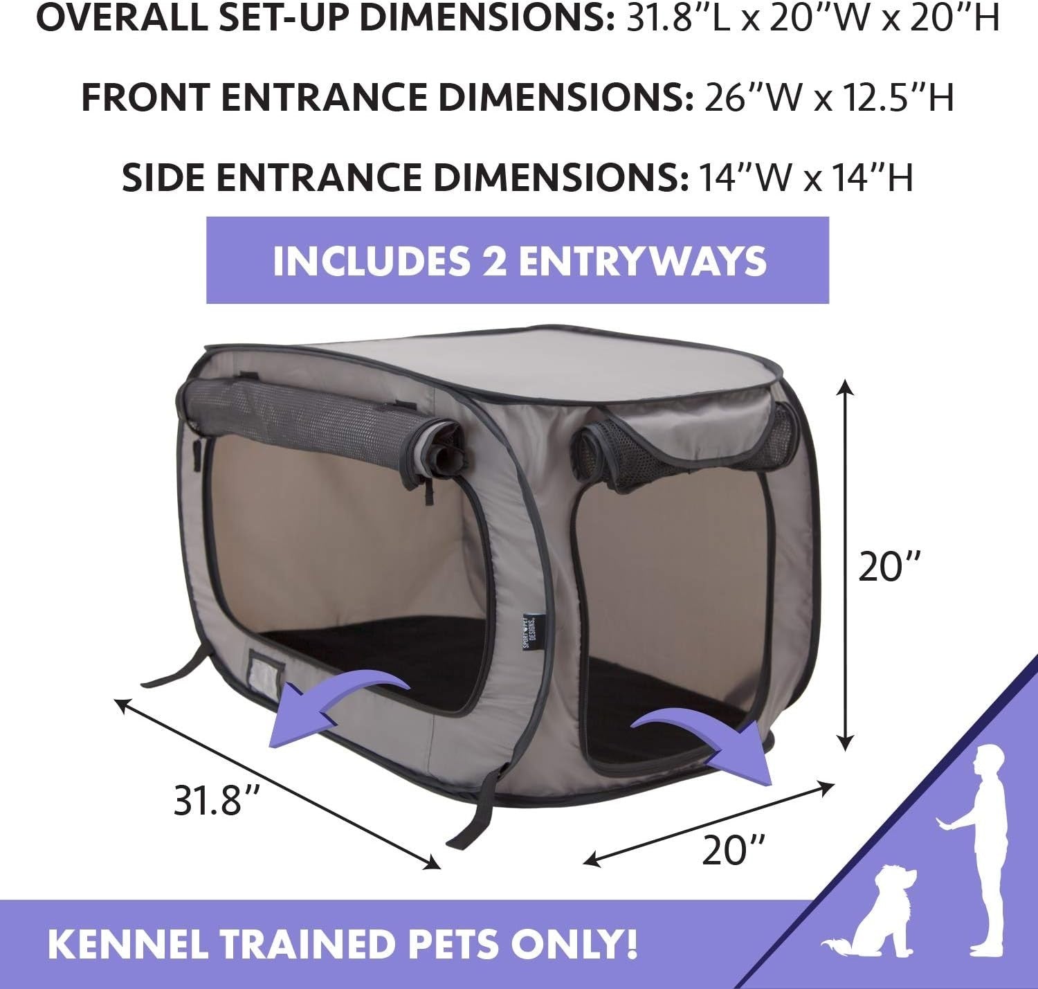 Foldable Cat Carrier Crate with Waterproof Bed | Soft Travel Kennel, 80cm
