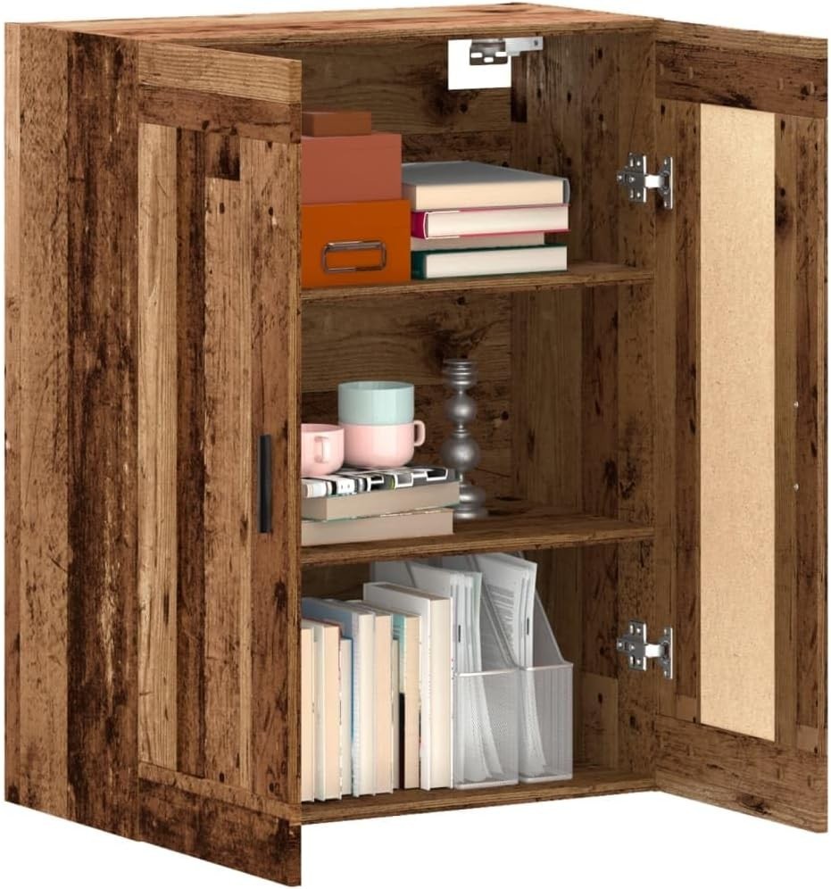 Wall Mounted Storage Cabinet 69.5x34x90cm, 2 Doors, Modern Wood Organizer