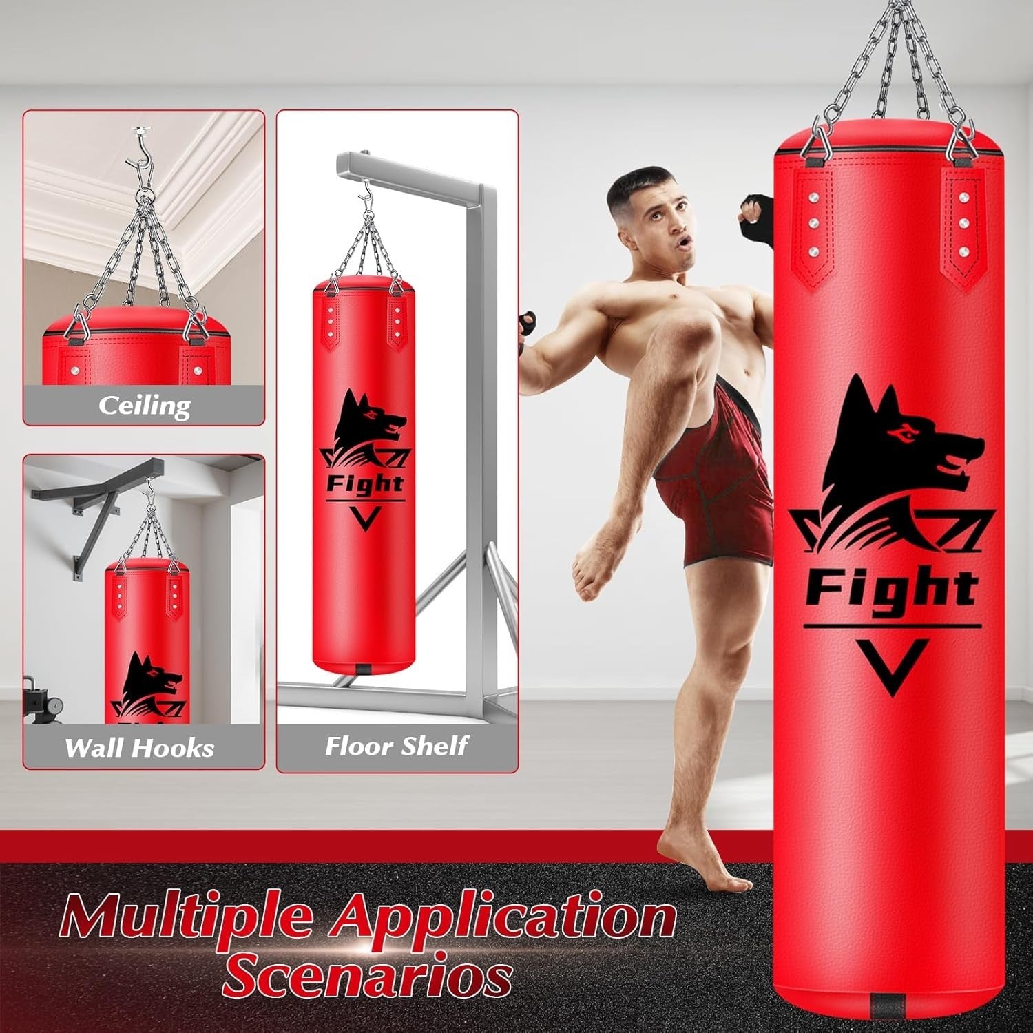 4ft Hanging Boxing Punch Bag Unfilled MMA Kick Training Kit