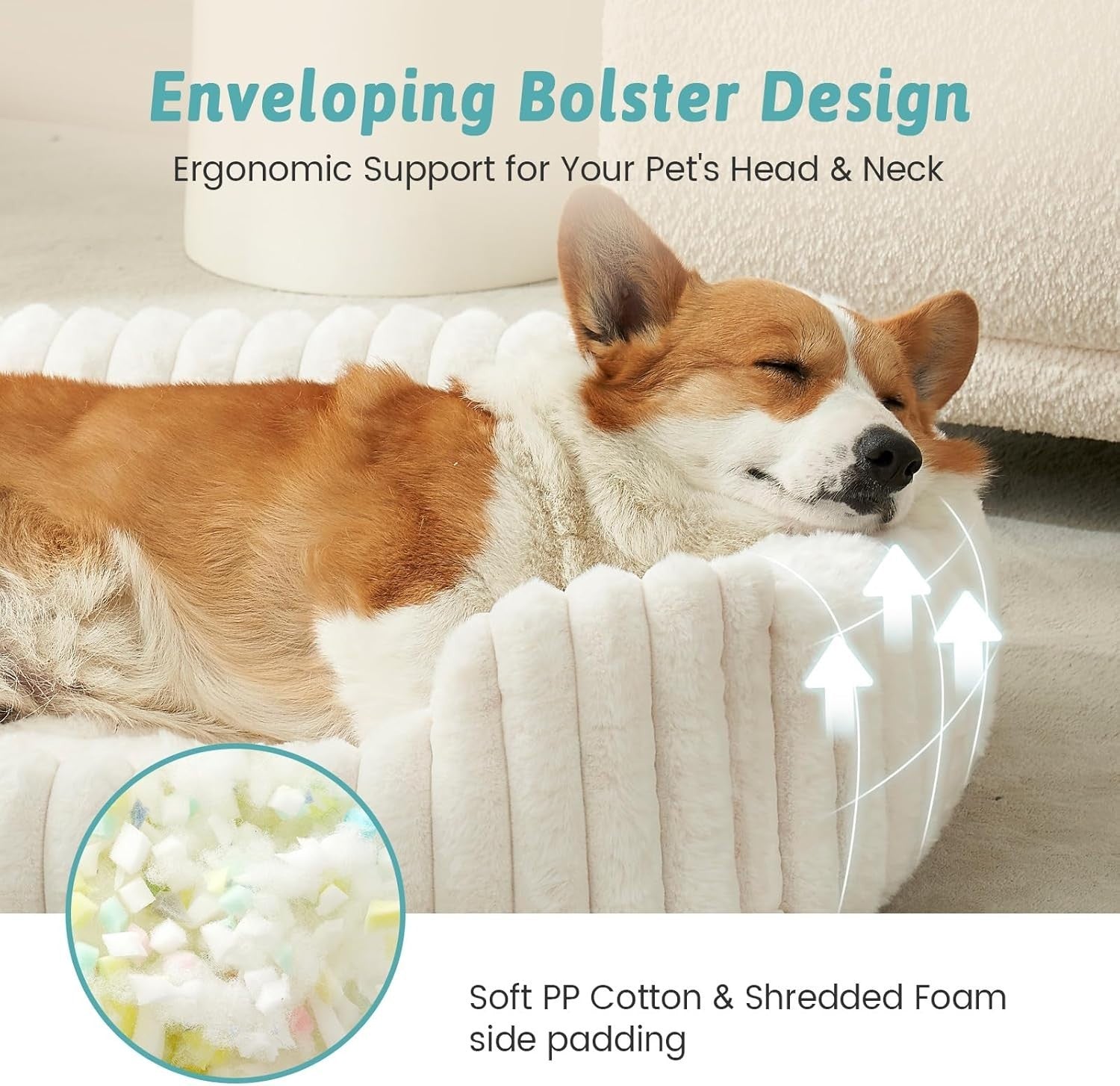 Orthopedic Medium Dog Bed Faux Fur Washable 30x23in