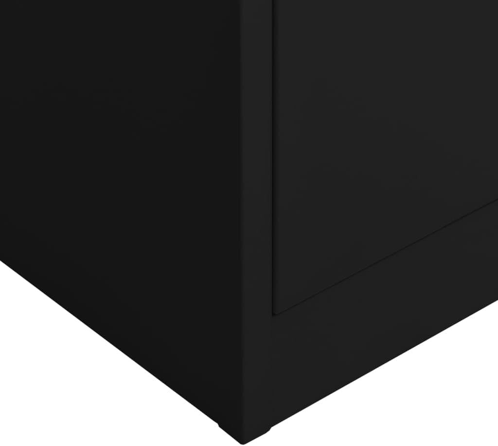 Metal Storage Cabinet Black 4-Shelf Lockable Cupboard for Garage Office 180cm