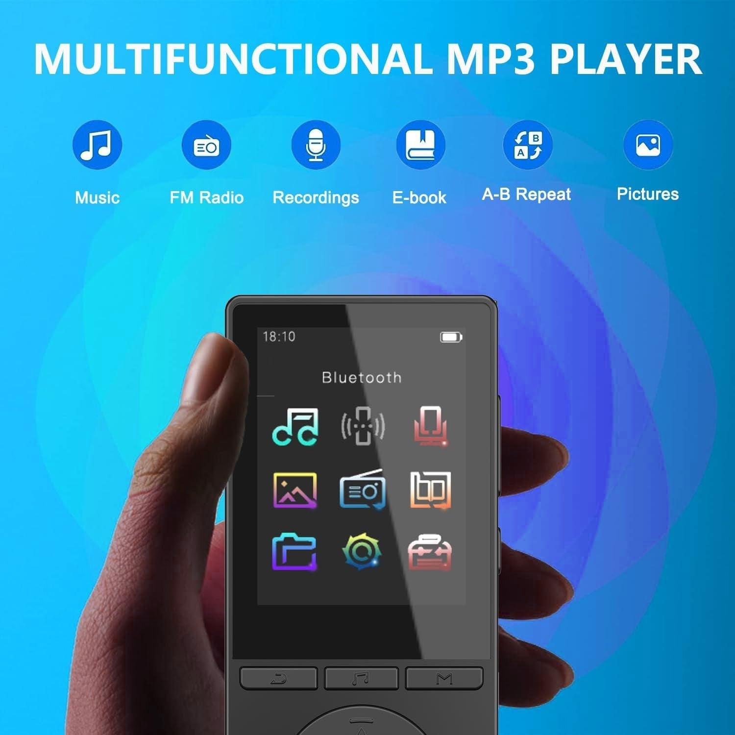 64GB MP3 Player Bluetooth 5.3 HiFi Music FM Radio Voice Recorder