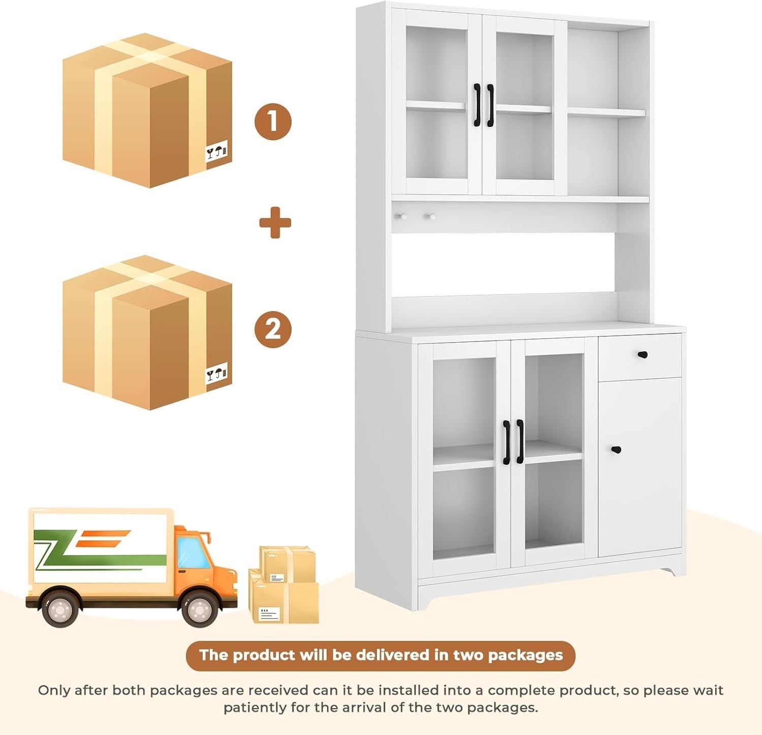 White Tall Kitchen Pantry Cabinet 5 Doors 1 Drawer 183.5cm