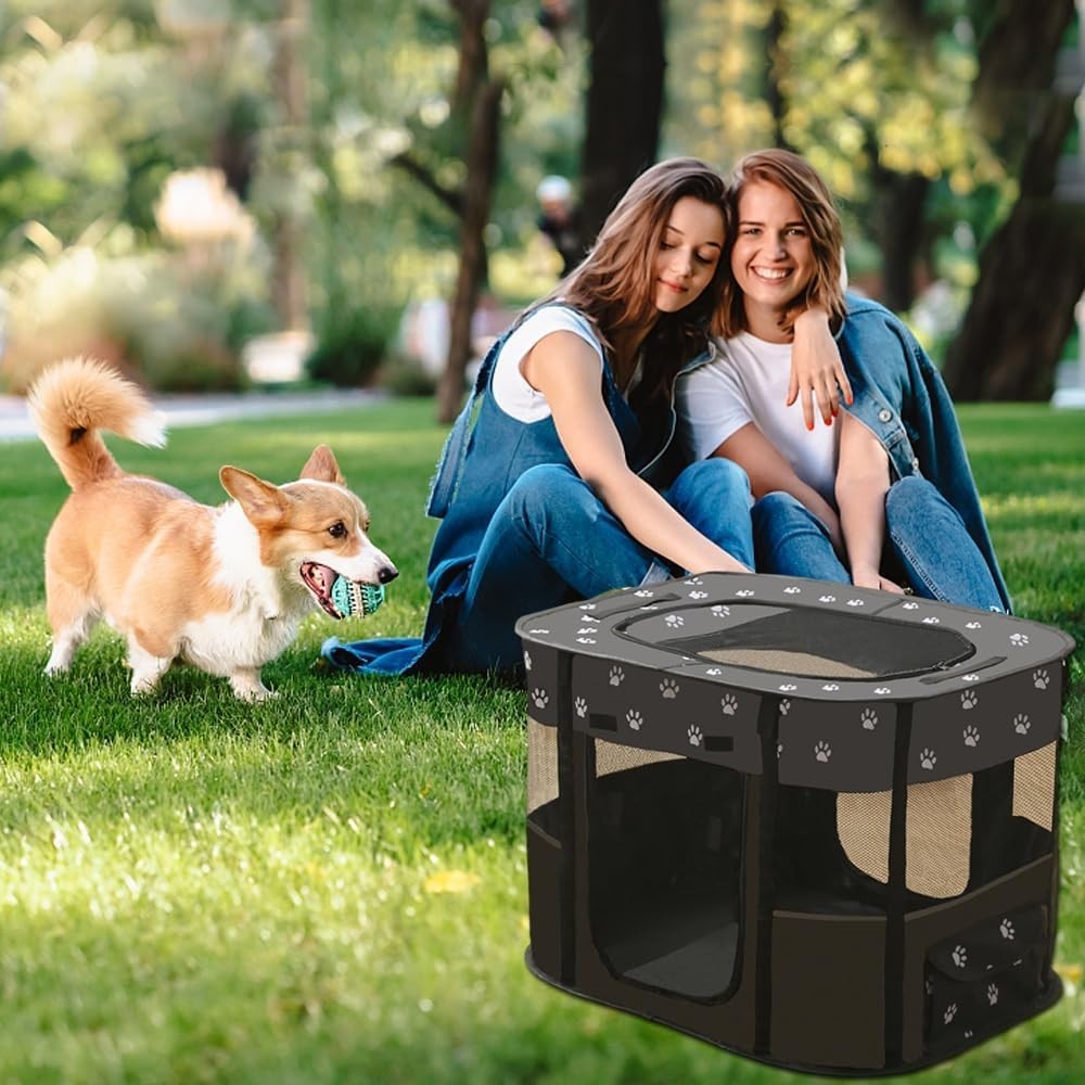 Portable Foldable Pet Playpen Tent – Small Dog Cat Puppy Indoor Outdoor Crate