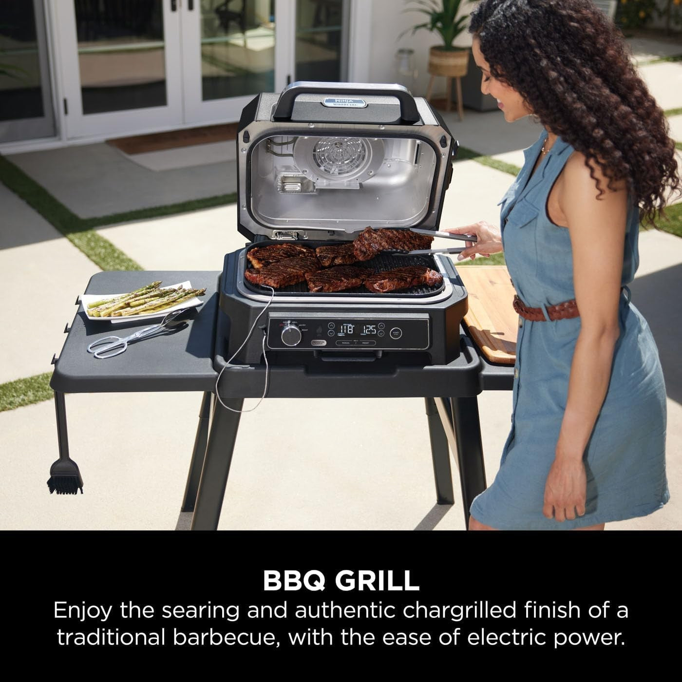 Electric BBQ Grill & Smoker 4-in-1 with Smart Temperature Probe – Large Portable