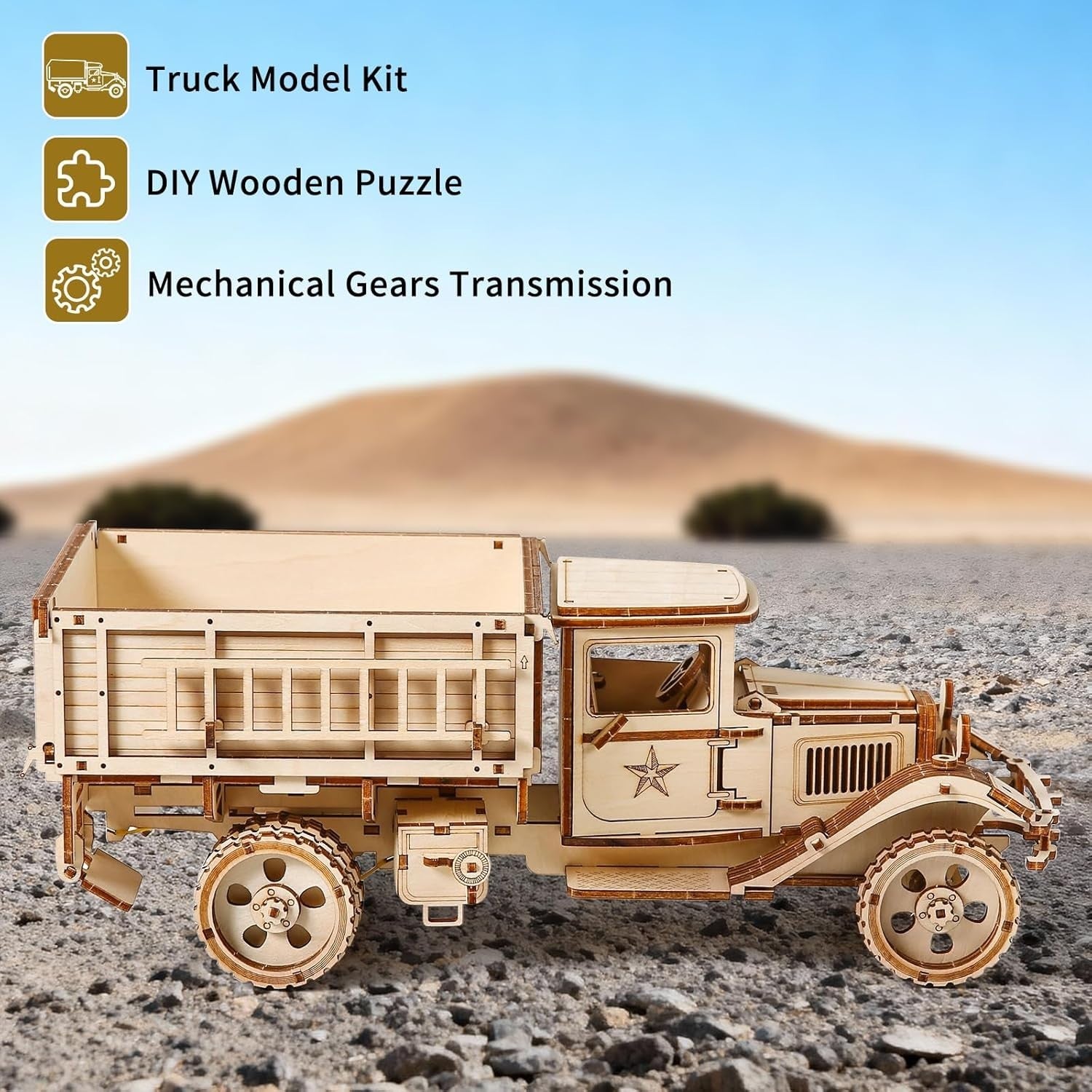 3D Wooden Vintage Truck Puzzle DIY Mechanical Model Kit 264PCS Adult